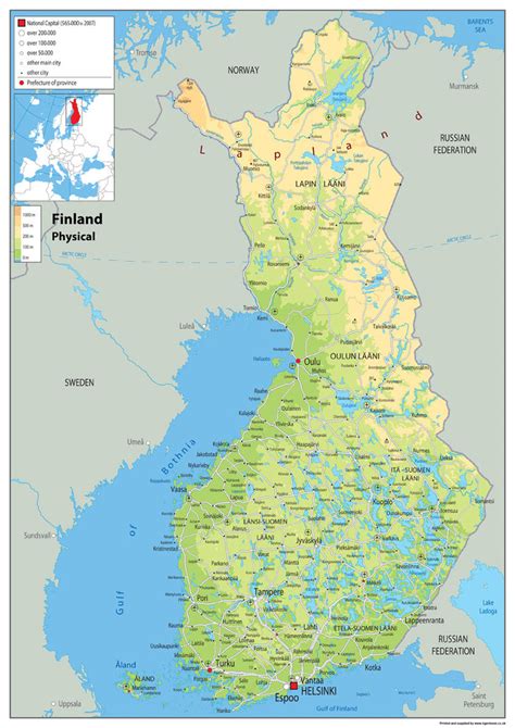 Finland Physical Map | I Love Maps