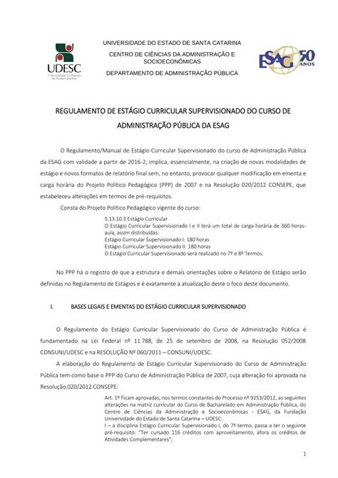 PDF REGULAMENTO DE ESTÁGIO CURRICULAR SUPERVISIONADO DO As