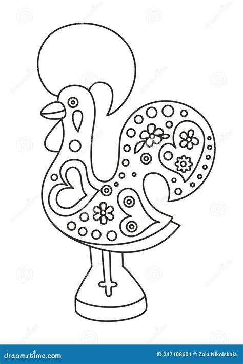 Colorful Galo De Barcelos Portuguese Rooster Stock Illustration