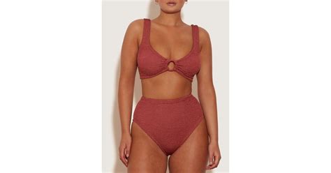 Hunza G Nadine Bikini With Tonal Hoops In Red Lyst UK