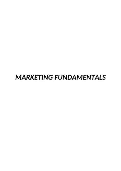 Marketing Fundamentals - MARKETING FUNDAMENTALS Week 5 – Planning