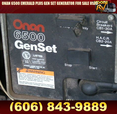 Salvage RV Parts ONAN 6500 EMERALD PLUS GEN SET GENERATOR FOR SALE USED