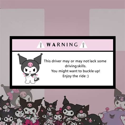 Cartoon Cute Kawaii Kuromi Warning Reflective Waterproof Car Stickers ...