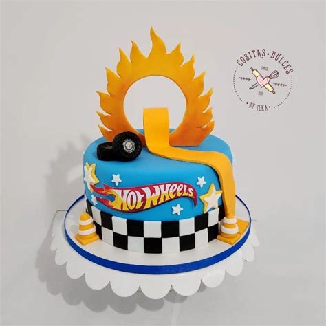 Hot Wheels Birthday Cake With Flaming Design