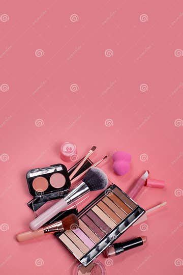 Beauty Background With Facial Cosmetic Products With Empty Copy Space Makeup Skin Care Concept