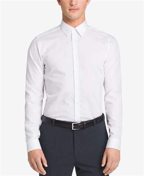 Calvin Klein Mens Slim Fit Non Iron Performance Herringbone Point Collar Dress Shirt And Reviews