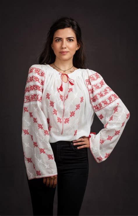 Hand Embroidered Romanian Embroidered Peasant Blouses For Sale Online