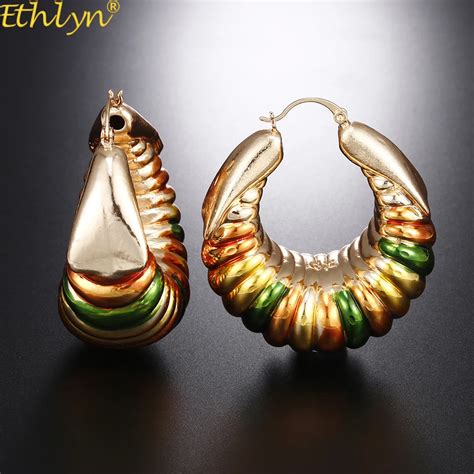 Ethlyn большие серьги для женщин полые Лоскутные разноцветные ...