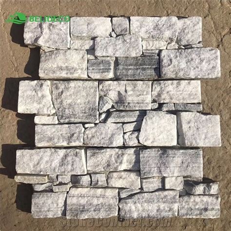 Cloudy Grey Quartzite Mesh Backed Stone Cladding Veneer From China