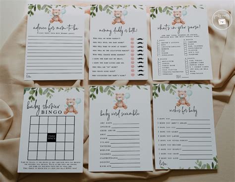 Teddy Bear Baby Shower Games, Printable Baby Shower Games Bundle ...