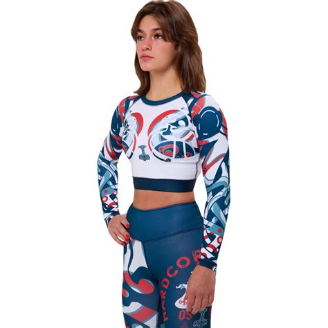 Женский рашгард Hardcore Training Nordic Pattern Blue White купить в Москве