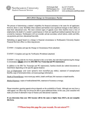 Fillable Online Northeastern Change In Circumstances Review