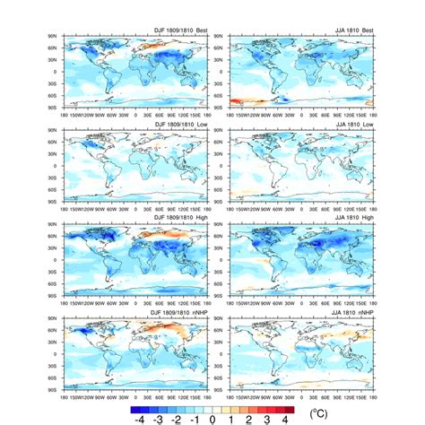 Simulated Ensemble Mean Near Surface Air Temperature Anomalies For The