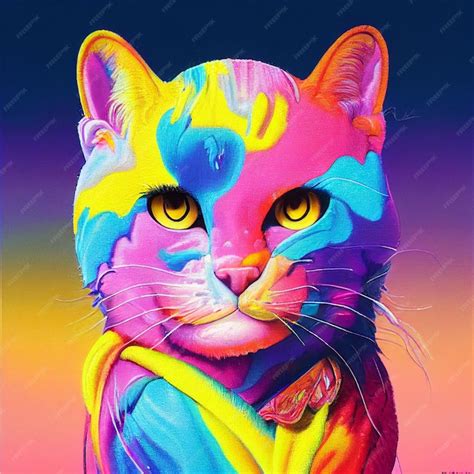 Premium Photo Colorful Abstract Cat Portrait