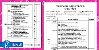 Planificări săptămânale grupa mare - Twinkl