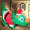 Amazon TURNMEON 4Ft Long Christmas Inflatables Santa Dinosaur