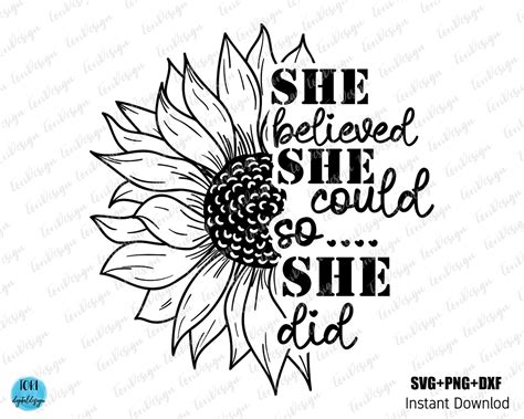 She Believed She Could So She Did Svg Sunflower Svg Etsy