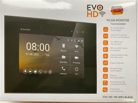 BALTER EVO HD 7 Wifi Monitor für Video Türsprechanlage Black 459 00