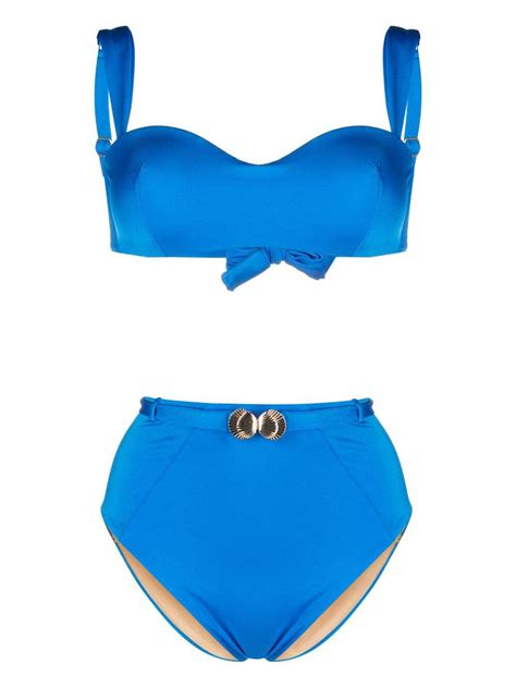 NOIRE SWIMWEAR Seashell Bandeau Bikini Set Blue Editorialist