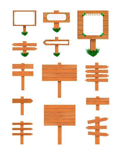 Vektor Holz Wegweiser Sammlung Isolierte Illustrationen Sammlung Von