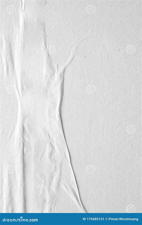 Blank White Crumpled And Creased Paper Poster Texture Background Stock