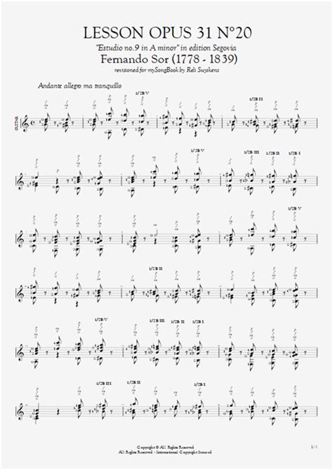 Lesson Op No Tab By Fernando Sor Guitar Pro Solo Guitar