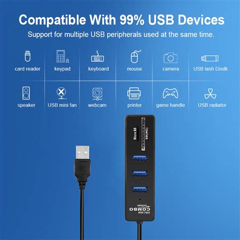 Kebidu 3 Häfen Alle In Einem Usb Hub Combo Multi U Grandado