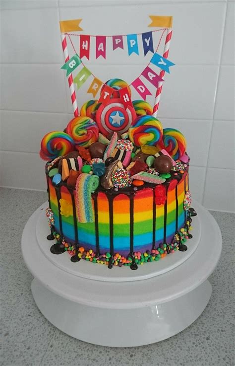 Rainbow Drip Cake Puppy Birthday Cakes Candy Birthday Cakes Creative