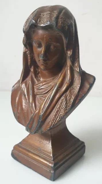 Jolie Petite Statuette Buste Vierge Marie En Metal Cm G Non