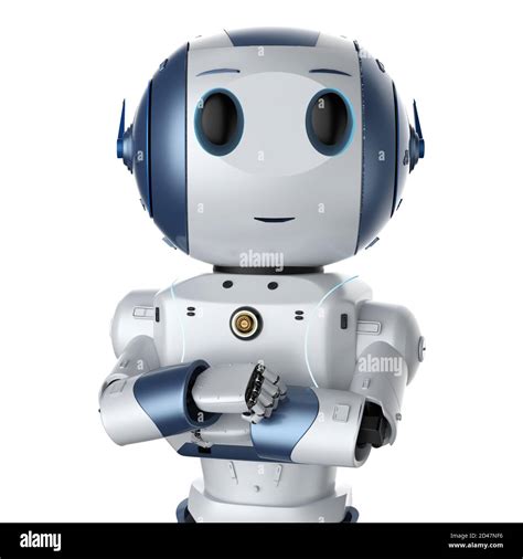 D Rendering Cute Artificial Intelligence Robot With Cartoon Character