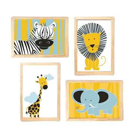 Kit Quadro Infantil Safari Decoração Quarto Bebê Criança Elo7