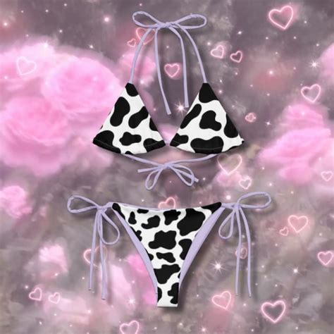 Milk Money Bikini Cow Print Bikini Stripper Lingerie Micro Bikini Etsy
