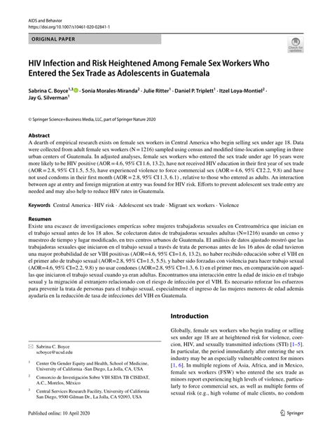 PDF HIV Infection And Risk Heightened Among Female Sex Workers Who