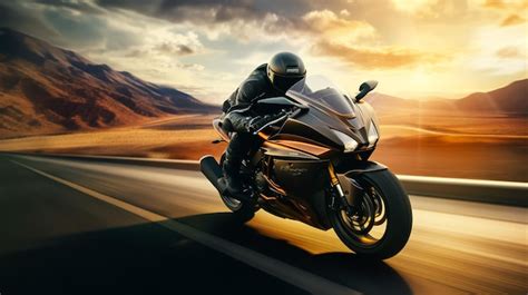 Motorcycle rider riding on the highway road Extreme sport concept bike ...