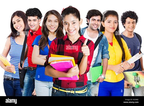 Indian Group College Friends Student s Showing Thumbsup Success Stock Photo - Alamy