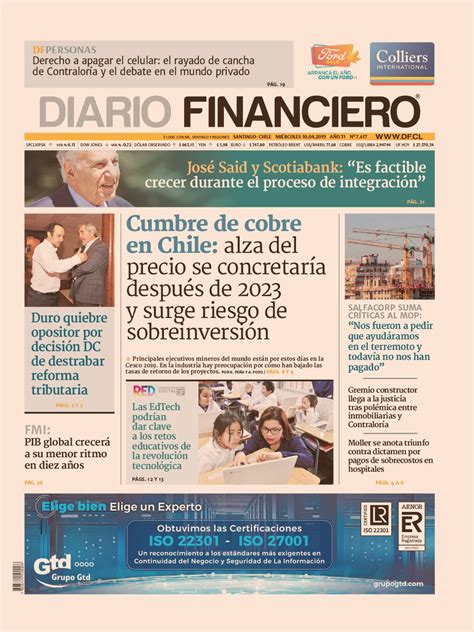 Diario Financiero On Twitter Portada De De Abril Versi N Digital