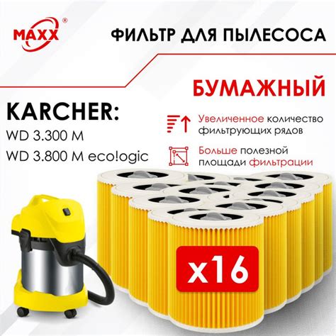Патронный фильтр бумажный для пылесоса Karcher WD 3.200, WD 3.300 M, WD ...