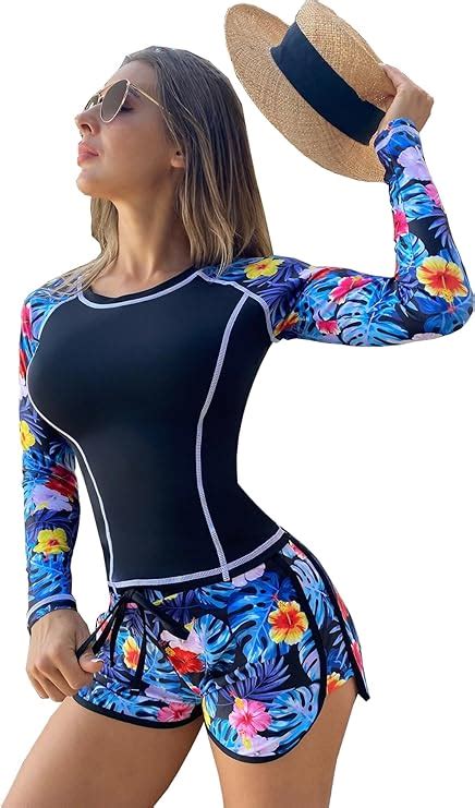 Women S Long Sleeves Rash Guard Athletic Swim Aztec Tankini Sets Swimsuit At Amazon Women’s