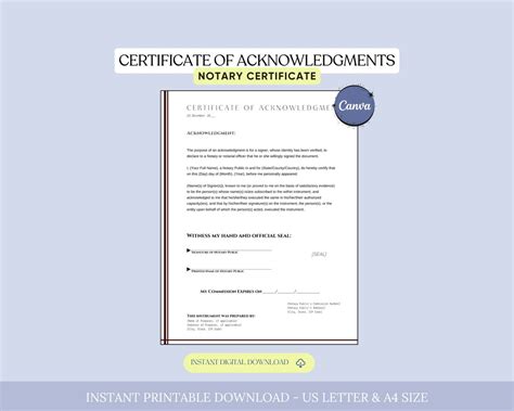 Notary Certificate Of Acknowledgments Notarial Certificate Notary