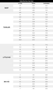 Stride Rite Size chart from babies to big kids (+ EU shoe size conversion)