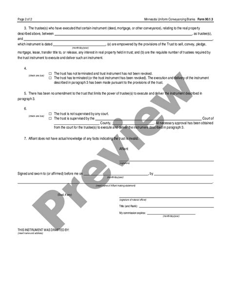 Minnesota Affidavit Of Trustee Regarding Certificate Of Trust Or Trust Instrument Ucbc Form 90