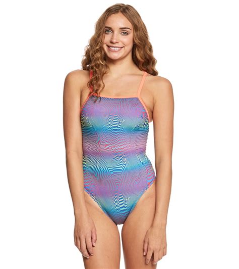 Speedo Flipturns Womens Play Daze Propel Back One Piece Swimsuit At