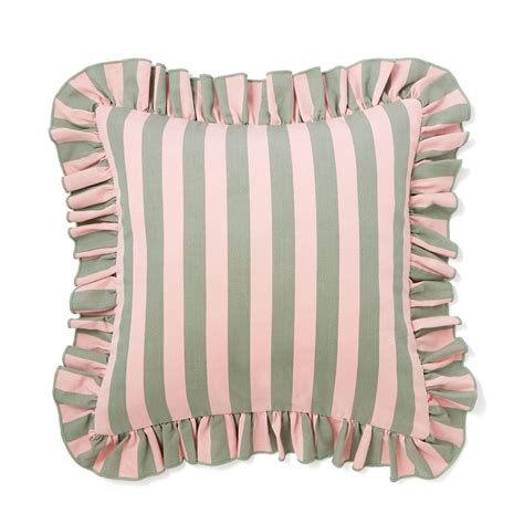 Frill Stripe Cushion Cover 450 X 450 Pink X Green Francfranc Hong Kong