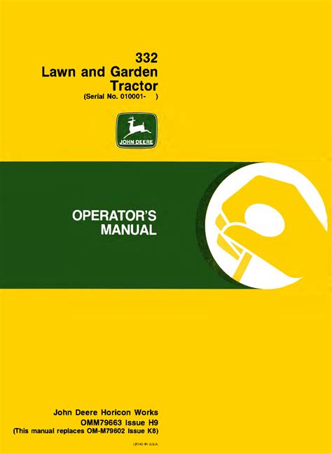 John Deere 332 Lawn and Garden Tractor Operator's Manual – Ag Manuals ...