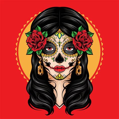 Premium Vector Sugar Skull La Catrina Logo