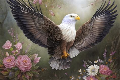 Premium AI Image | A painting of a eagle with wings spread