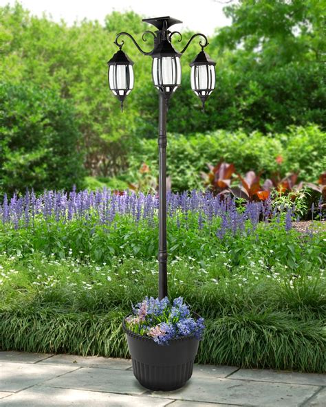 SunRay Madison Solar Lamp Post and Planter, Black - Walmart.com - Walmart.com