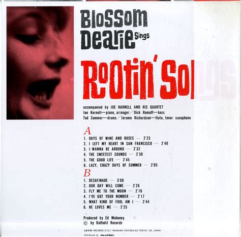 A00543292 LP ブロッサム ディアリー BLOSSOM DEARIE Sings Rootin Songs 1987年 DIW