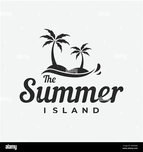 Summer Vacation Creative Logo On The Beach With Symbols Of Waves Palm