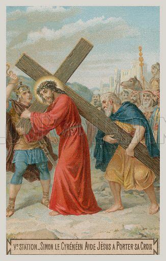 Simon Of Cyrene Helps Jesus To Carry The Cross The Fifth Stock Image